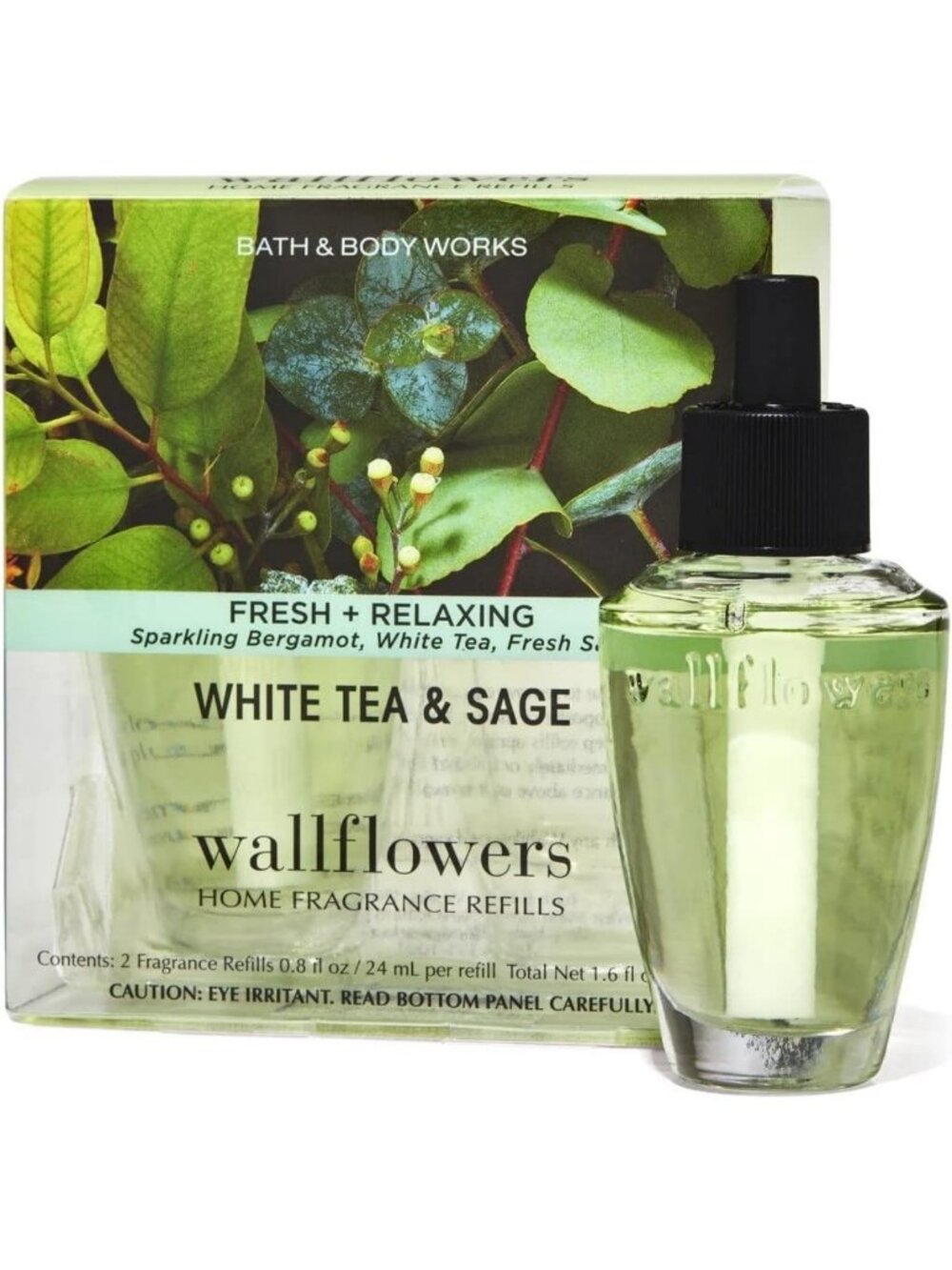 Fragrance Refill Bulbs 2-Pack - White Tea & Sage Scented Home Aromatherapy